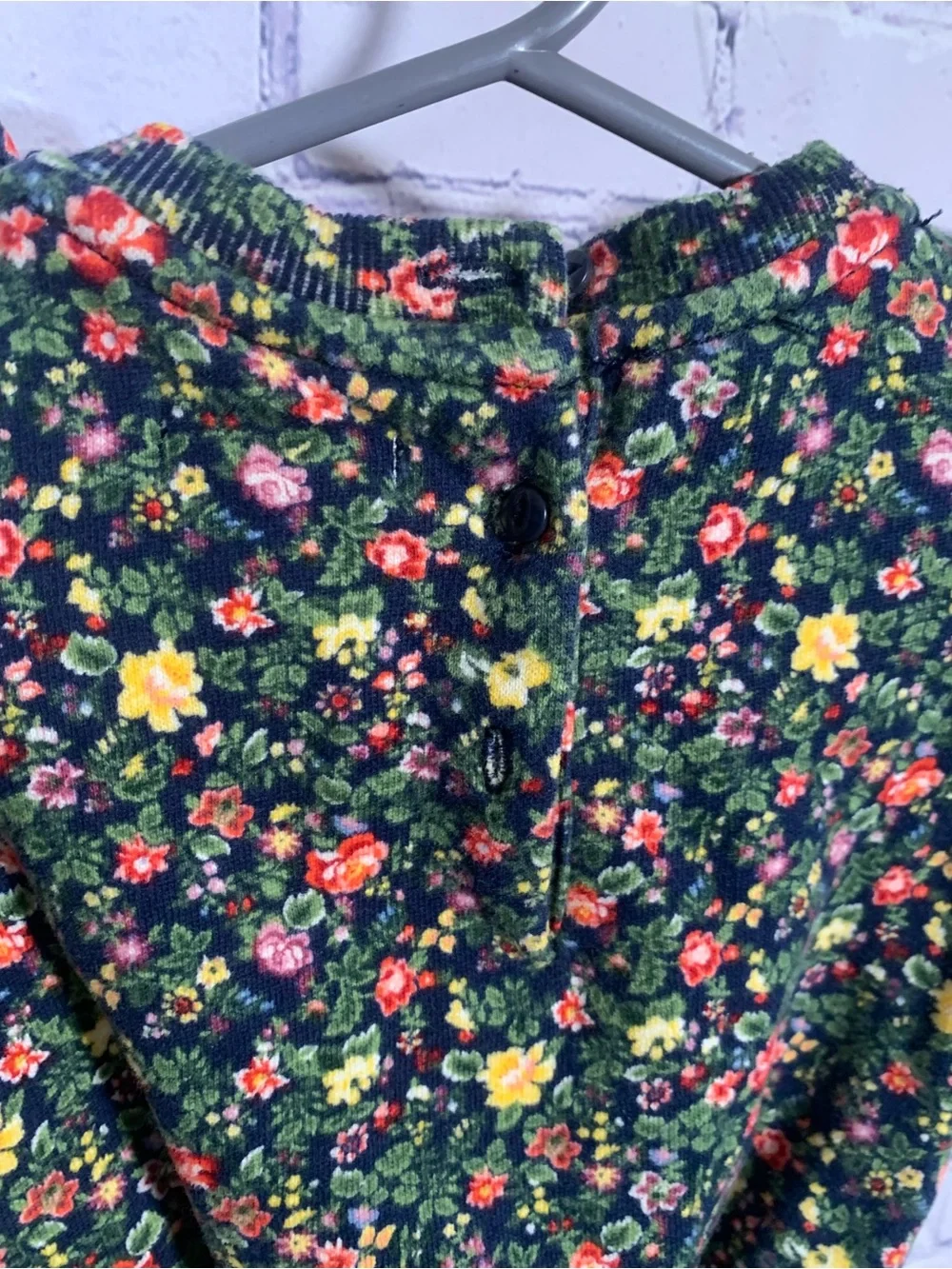 Ralph Lauren Baby Girls Ruffle Floral Sweatshirt Top Green Blue Size 3M Preppy